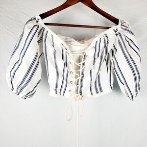 Ecru Lab Striped Corset Top‎